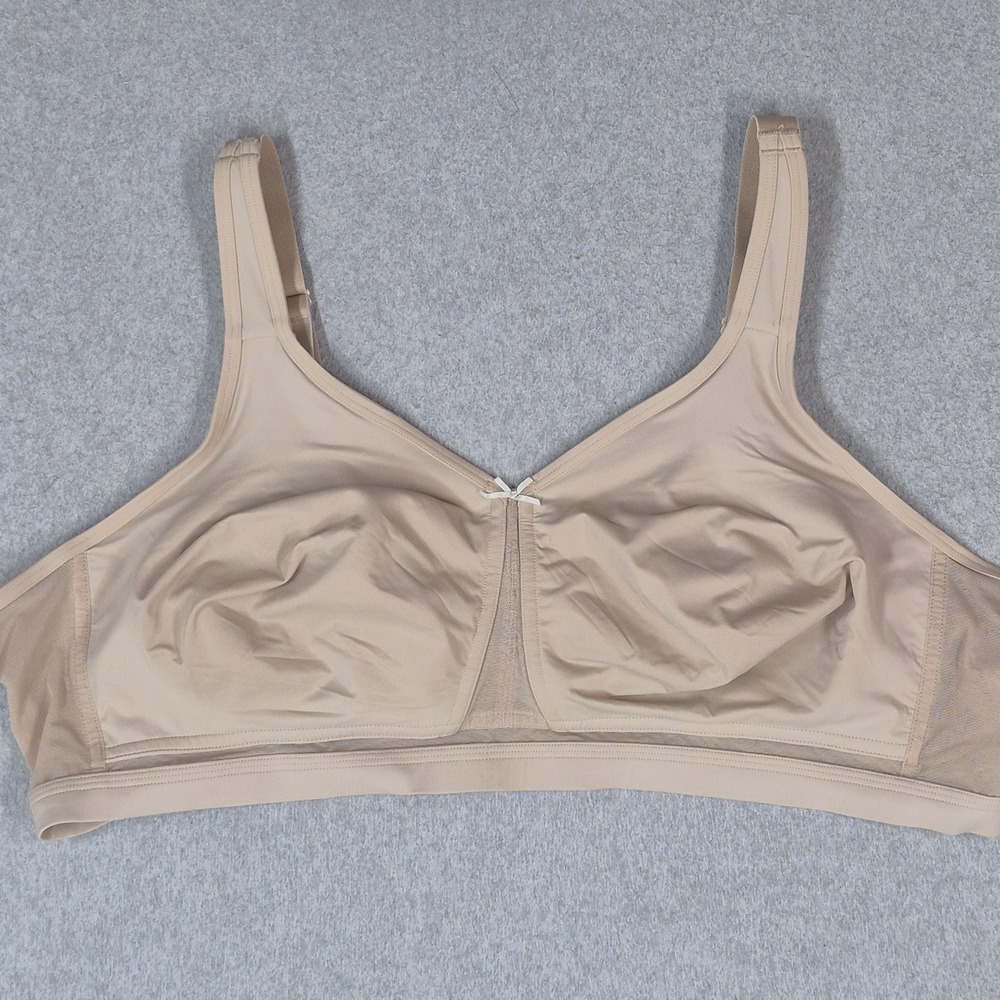 Cacique Women Bra 50D Beige T Shirt Wireless Bow Mesh Strap Adjustable